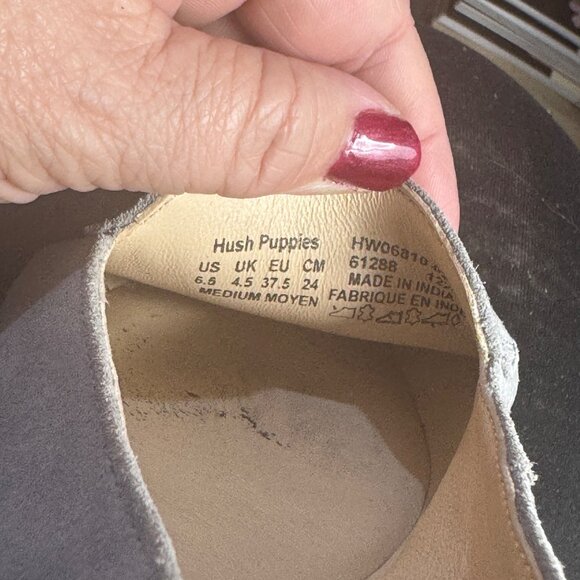 Hush Puppies Suede Gray Pointed Toe Slip On Flats Comfort Size 6.5 Rubber Sole - Picture 6 of 6
